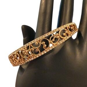 NAPIER Gold-Tone Filigree and Rhinestone Bracelet